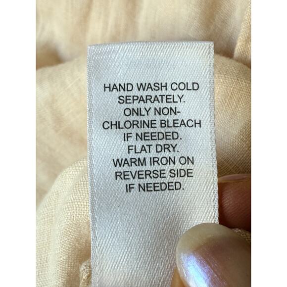 J. Jill Love Linen Blouse 100% Linen Sz S Peach 3/4 Sleeve Pullover V Neck - Picture 4 of 8